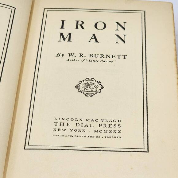 Iron Man By W. R. Burnett Vintage Novel Boxing First Printing 1930 - Picture 2 of 11